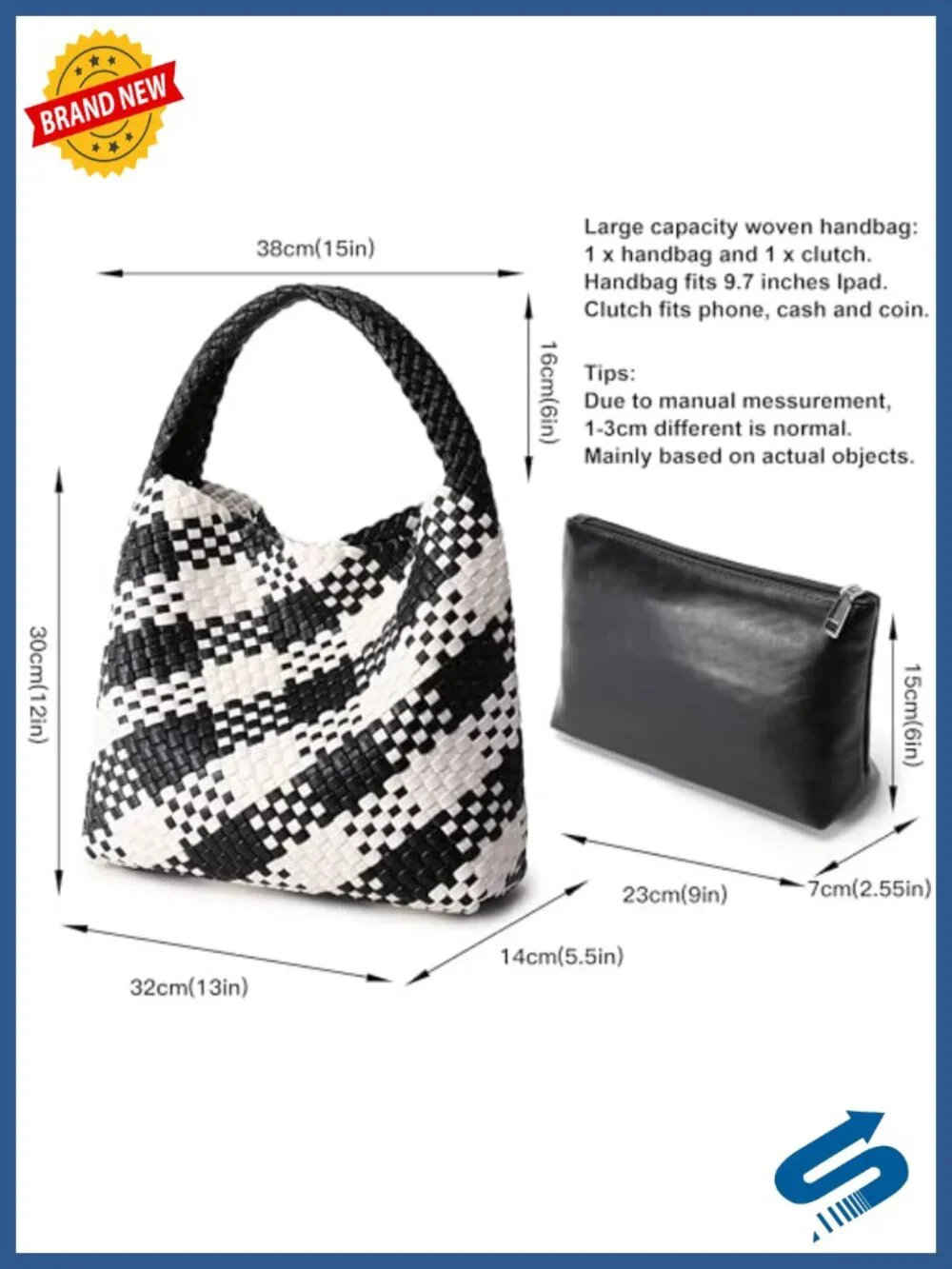 Woven Vegan Leather Hobo Bag Top-handle Shoulder Tote